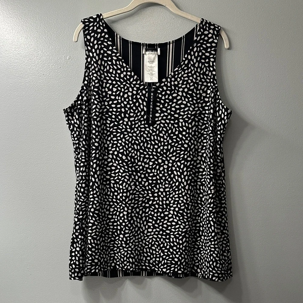 Susan Graver Black and White Reversible Tank Top - Picture 4 of 4
